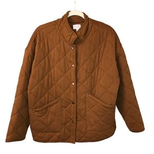 Time and Tru fall brown soft quilted puff button up jacket coat size Large